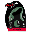 Flexi Rollijn Classic met Band Olijfgroen 5 mtr