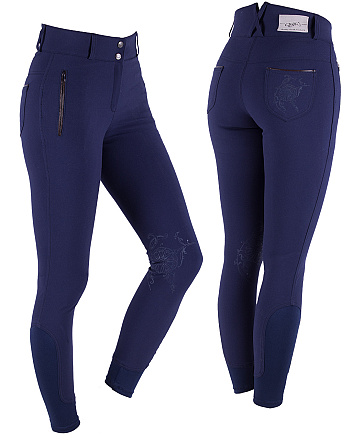 QHP damesrijbroek Merlijn antislip kniestukken navy