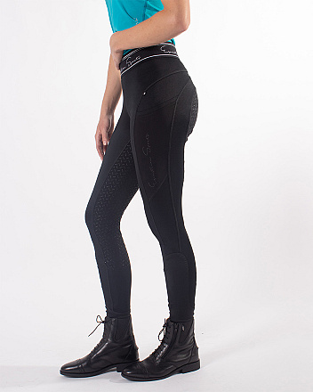 QHP Damesrijbroek pull-on Jodie anti-slip zitvlak Zwart
