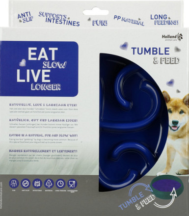 Eat Slow Live Longer Tumble Feeder blue