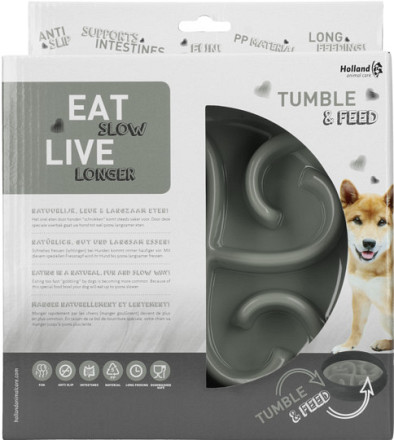 Eat Slow Live Longer Tumble Feeder grey