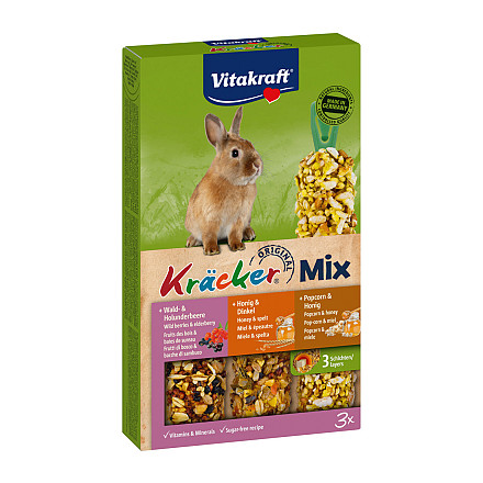 Vitakraft Kräcker Trio-Mix konijn - bosbessen/ honing/popcorn 3 st