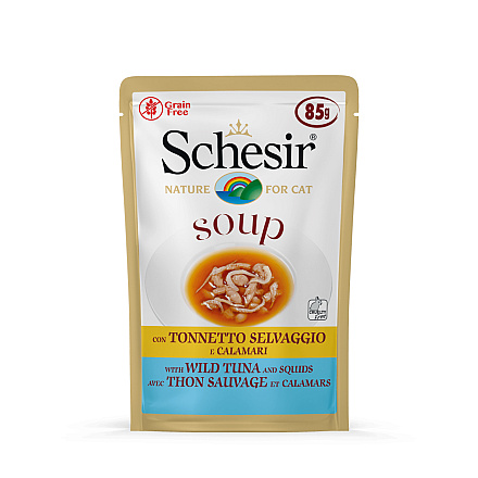 Schesir Kattenvoer Wilde Tonijn/Inktvis Soup 85 gr