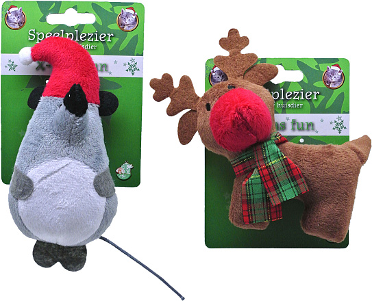 Kattenspeelgoed kerst rendier en muis assorti