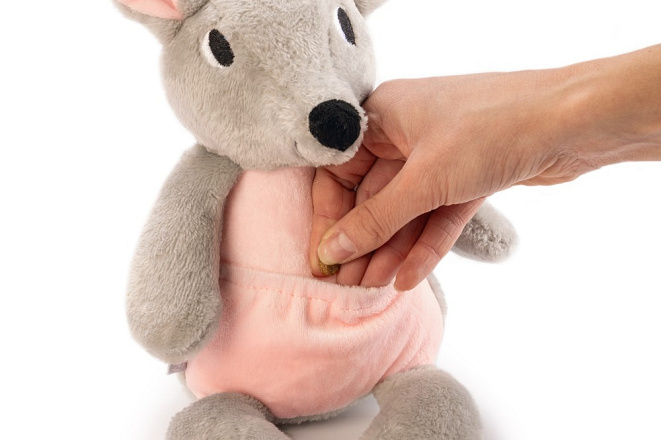 Beeztees Puppy Kangoeroe Ravi Grijs/Roze