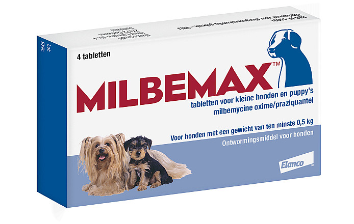 Milbemax tabletten kleine hond/puppy <br>0,5 - 10 kg 4 st