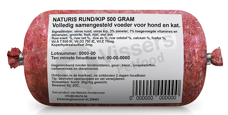 Naturis Vers Vlees voeding Rund/Kip <br>500 gr