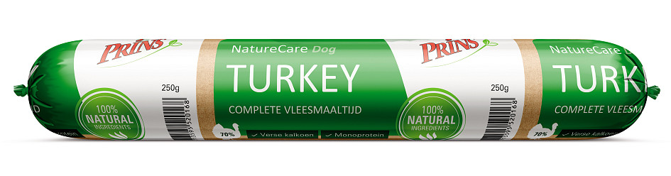 Prins hondenvoer NatureCare Turkey <br>250 gr