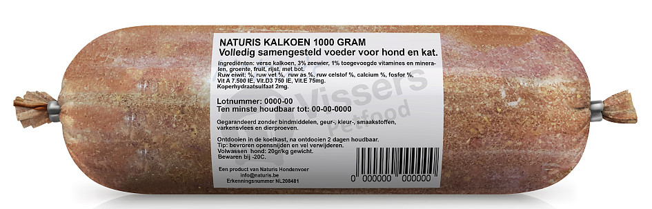 Naturis Vers Vlees voeding Kalkoen <br>1000 gr